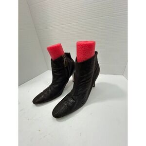 Bijou Snakeskin Ankle Boots 8 Brown Leather Stiletto Pointed Toe Chic Mob Wife